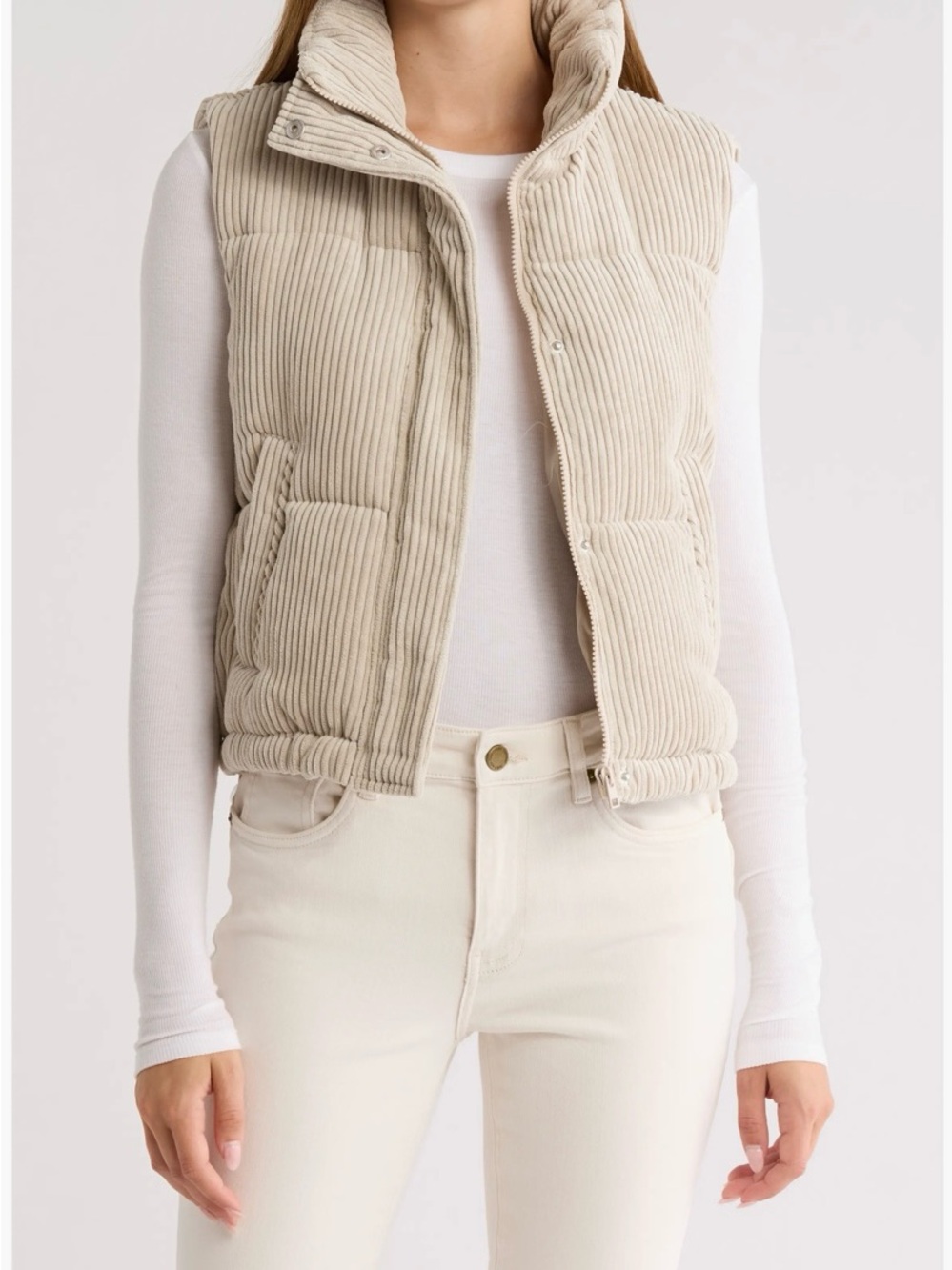 7 For All Mankind Beige Corduroy Puffer Vest